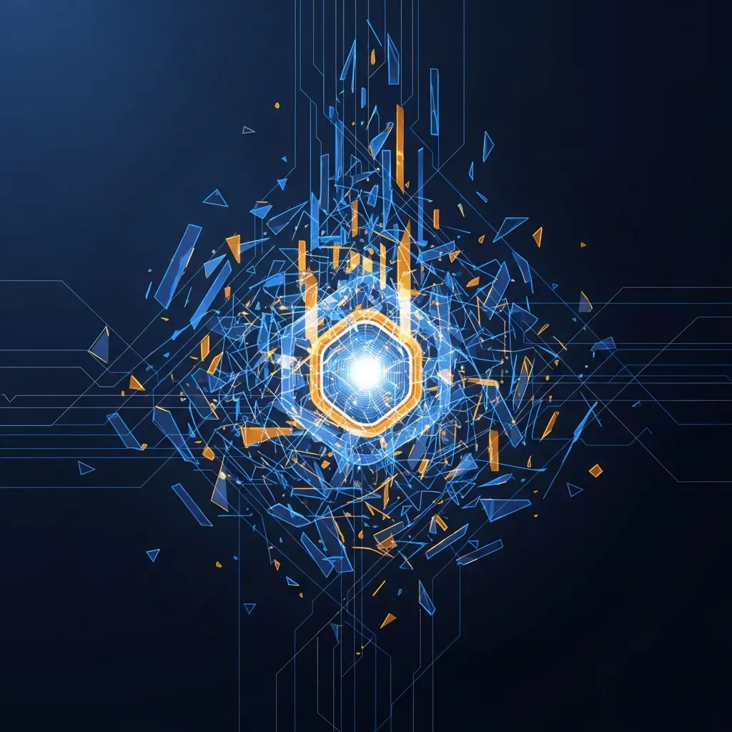 AI-Driven Vulnerability Discovery - 어두운 공간 속 작업대에 홀로 앉아 있는 사람이 쏟아져 나오는 수많은 디지털 문서들에 압도당하고 있는 모습입니다.