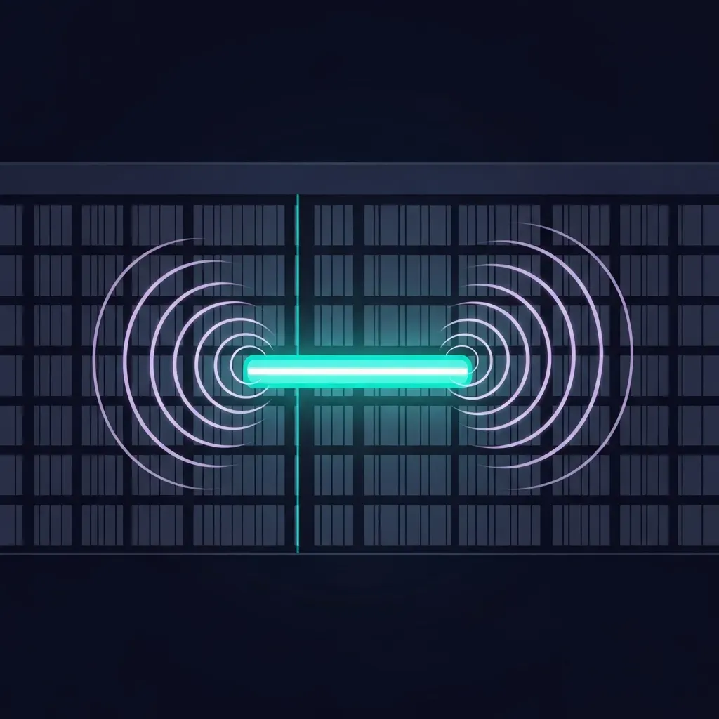 <b>Rowhammer</b> - 데이터 오류가 발생한 지점이 네온 빛으로 빛나는 반도체 웨이퍼의 근접 사진입니다.