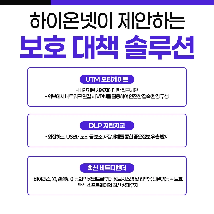 안심 보안 3대 대책 솔루션 구성