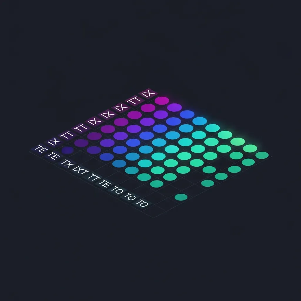 네이티브 멀티모달 (Native Multimodal) - 트랜스포머 모델 내에서 이미지와 텍스트 정보가 서로 어떻게 연관되어 상호작용하는지 보여주는 히트맵 시각화입니다.