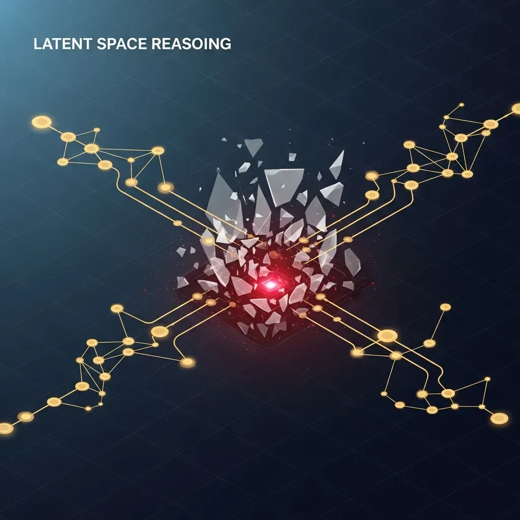 잠재 공간 추론 (Latent Space Reasoning) - 인공지능의 내부 추론 과정이 실패하여 그 원인을 파악하기 어려운 상태를 '해석 불가능한 상태 오류'라고 표시한 대시보드 화면입니다.