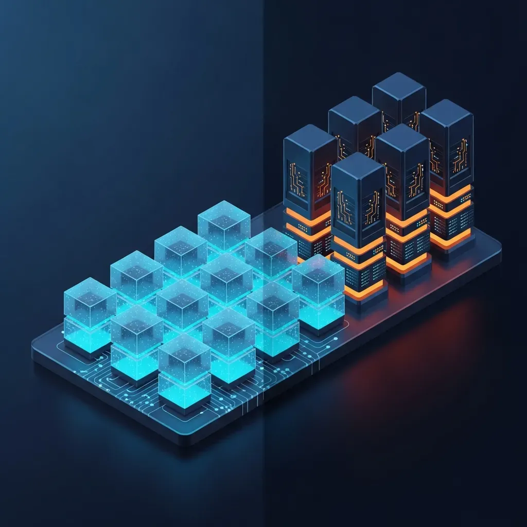 Containerization - 운영체제(OS) 커널을 공유하는 <b>컨테이너</b> 방식과 독립된 하이퍼바이저를 사용하는 가상 머신 방식의 구조적 차이를 비교하여 보여주는 그림입니다.